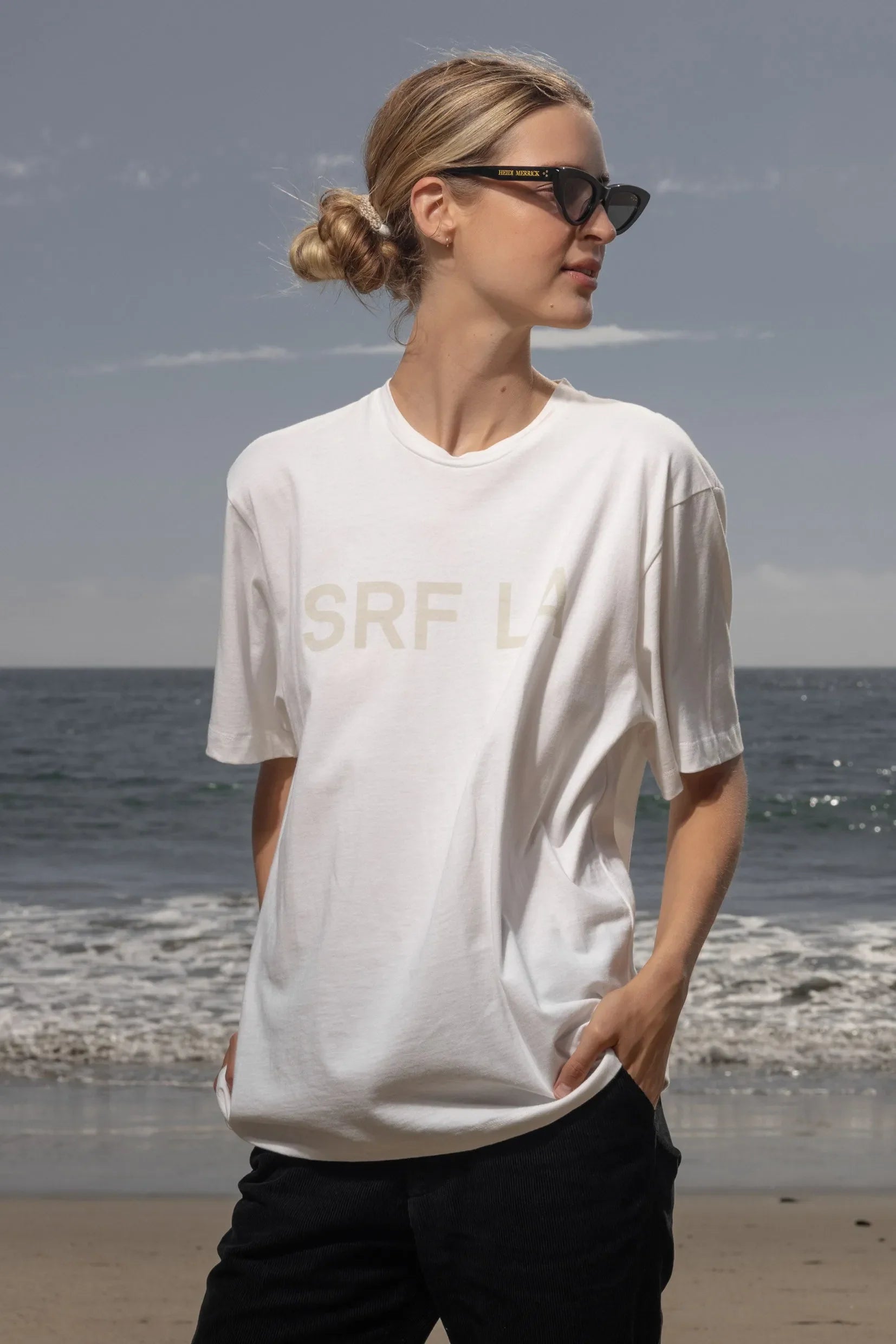 SRF LA Classic Tee - Antique Cream on White – SRF HEIDI MERRICK