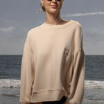 Barrel Sleeve 70's SRF LA Crewneck - Antique Cream Embroidered - Heidi Merrick