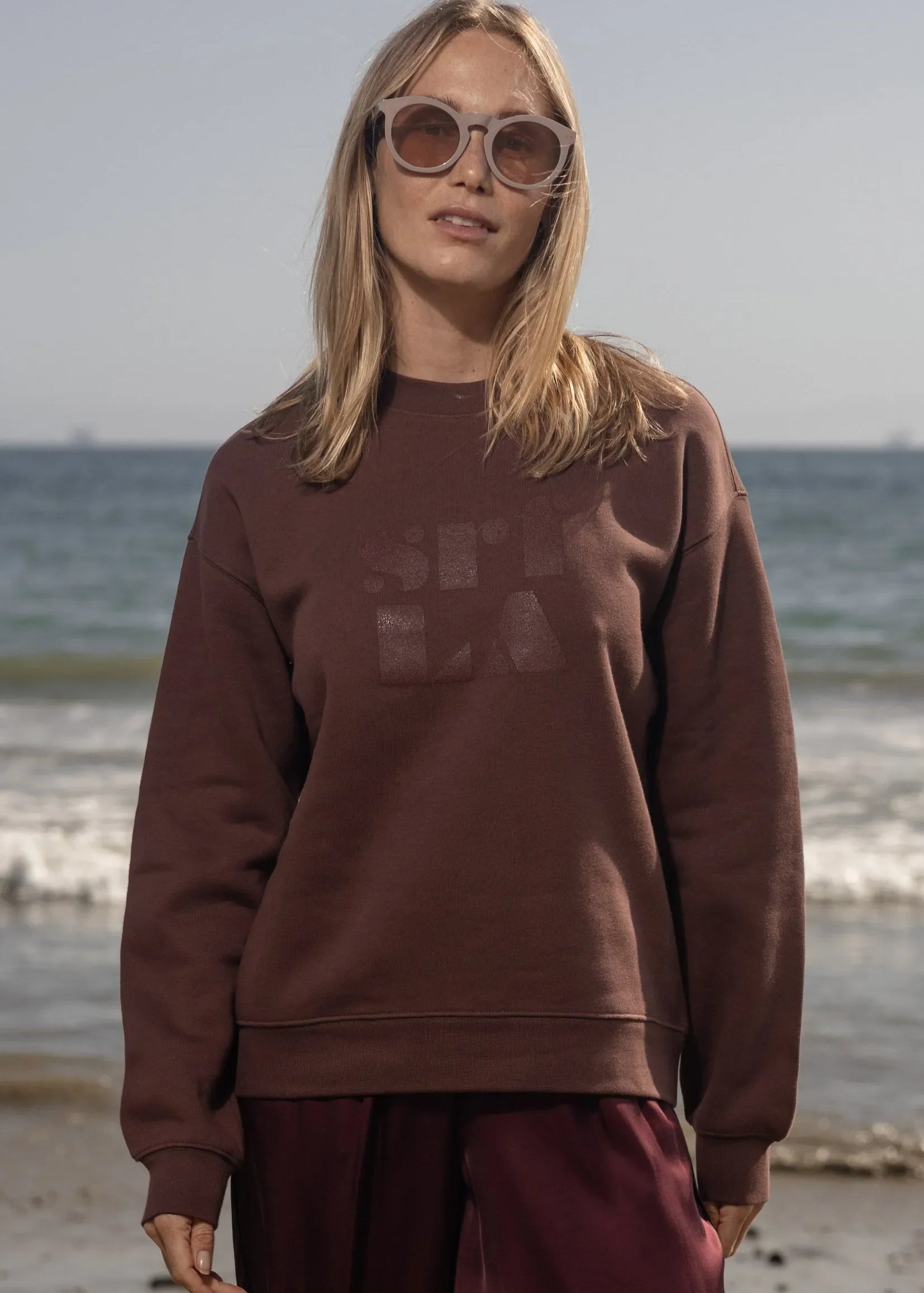 70's SRF LA Unisex Crewneck - Chocolate - Heidi Merrick