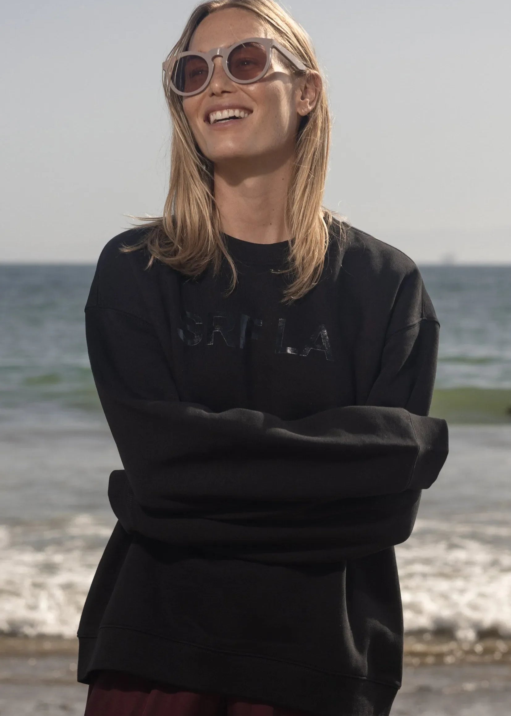 SRF LA Unisex Crewneck - Black on Black - Heidi Merrick