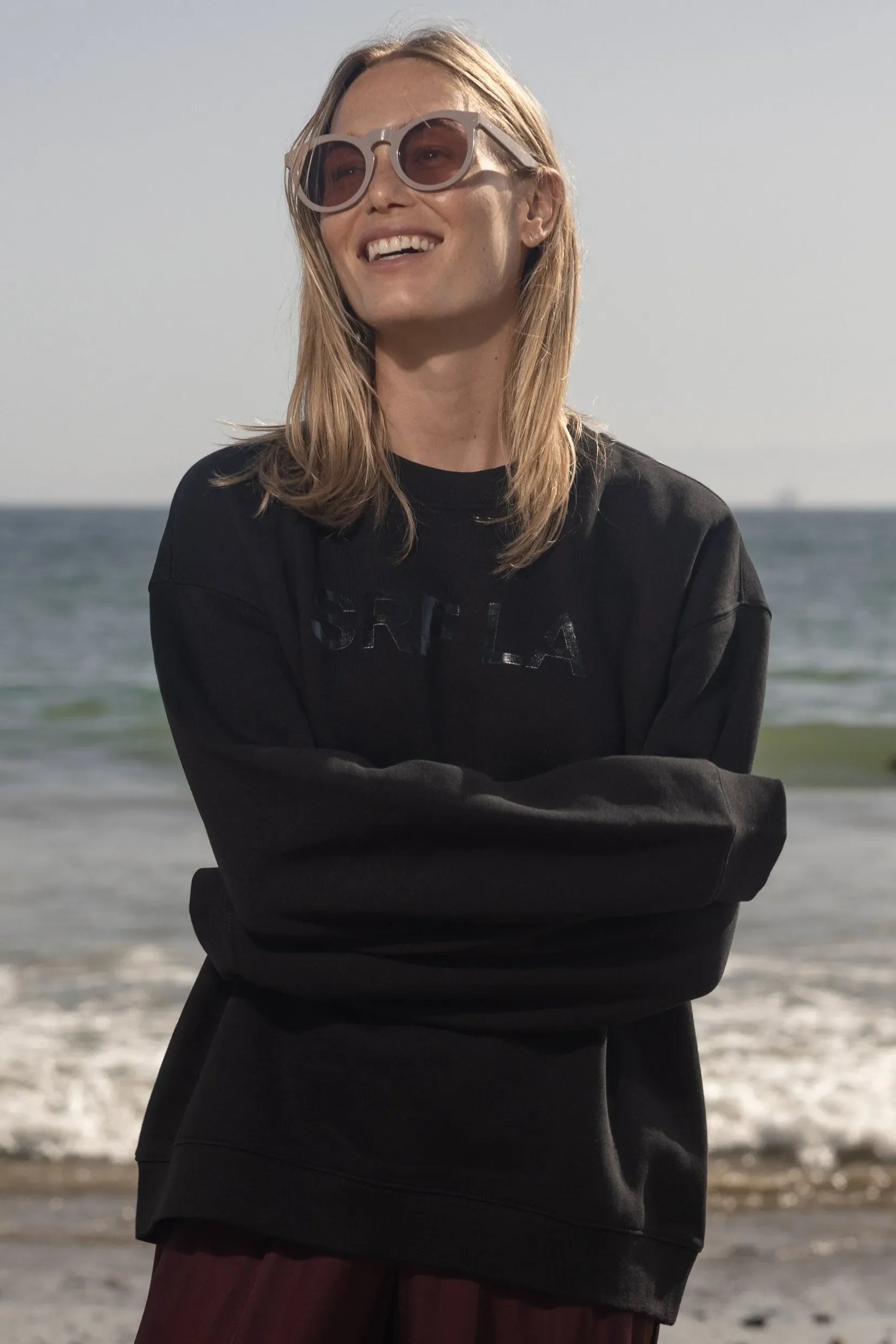 SRF LA Unisex Crewneck - Black on Black - Heidi Merrick
