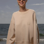 Barrel Sleeve 70's SRF LA Crewneck - Antique Cream Embroidered - Heidi Merrick