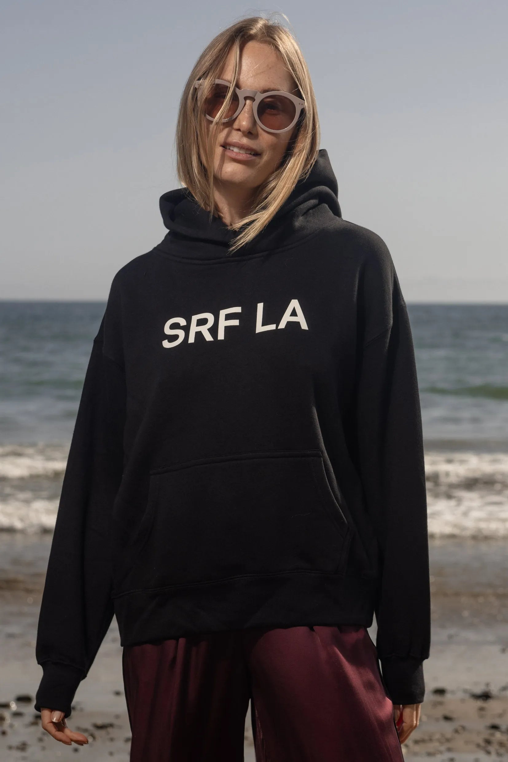 SRF LA Classic Hoodie - Ivory on Black - Heidi Merrick