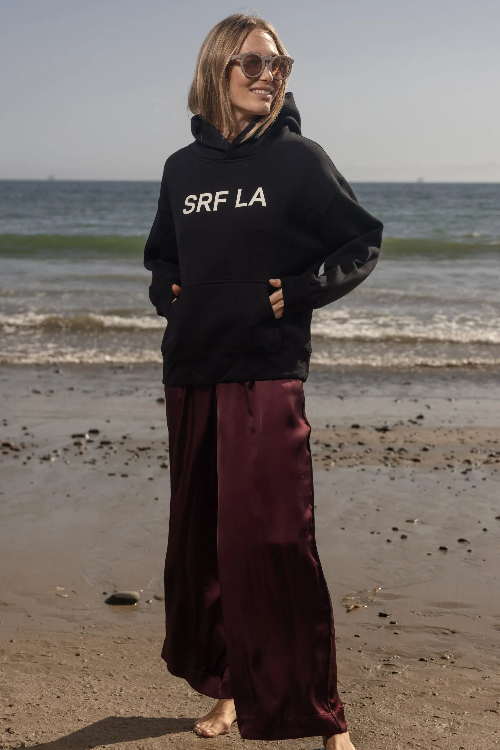 SRF LA Classic Hoodie - Ivory on Black - Heidi Merrick