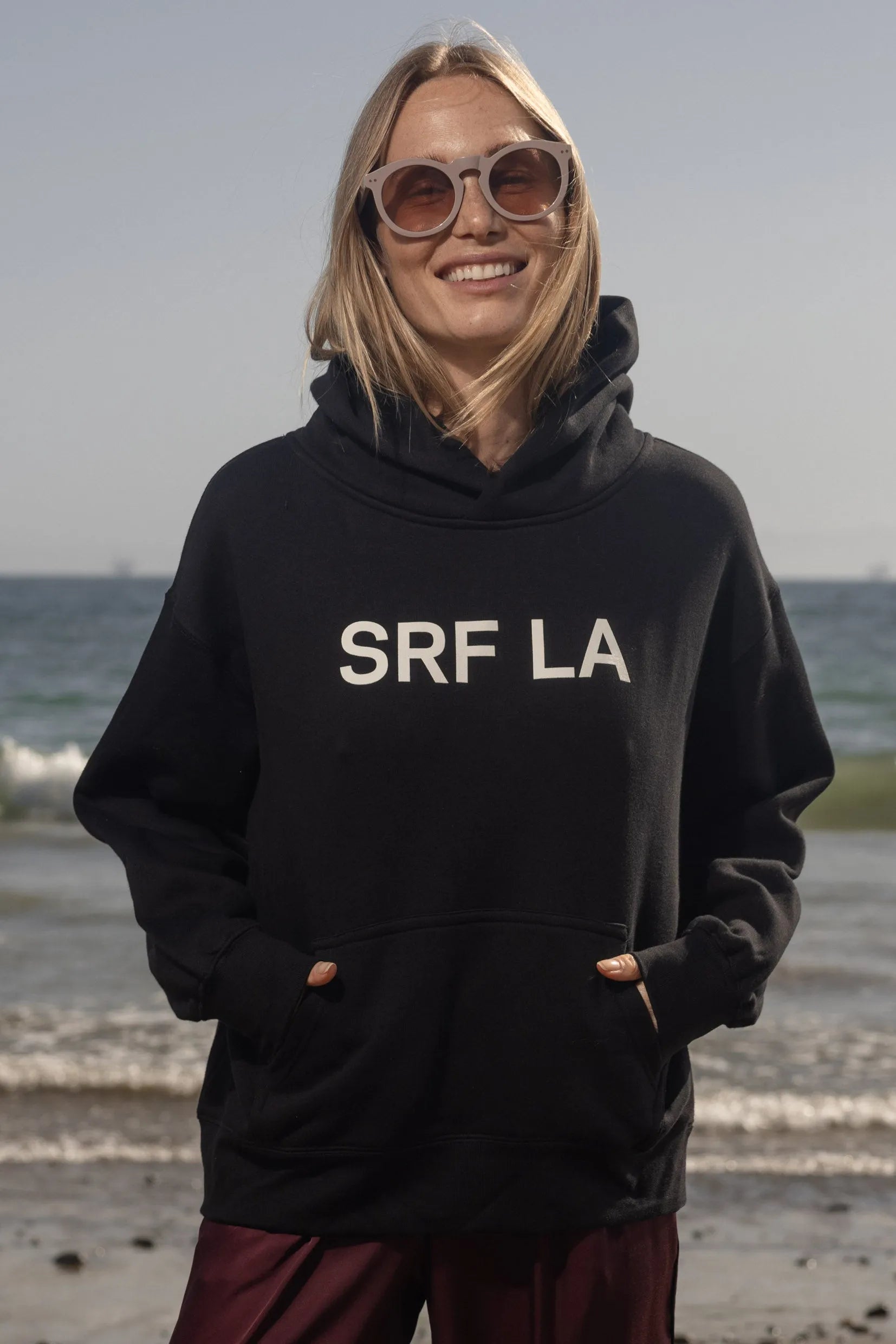 SRF LA Classic Hoodie - Ivory on Black - Heidi Merrick
