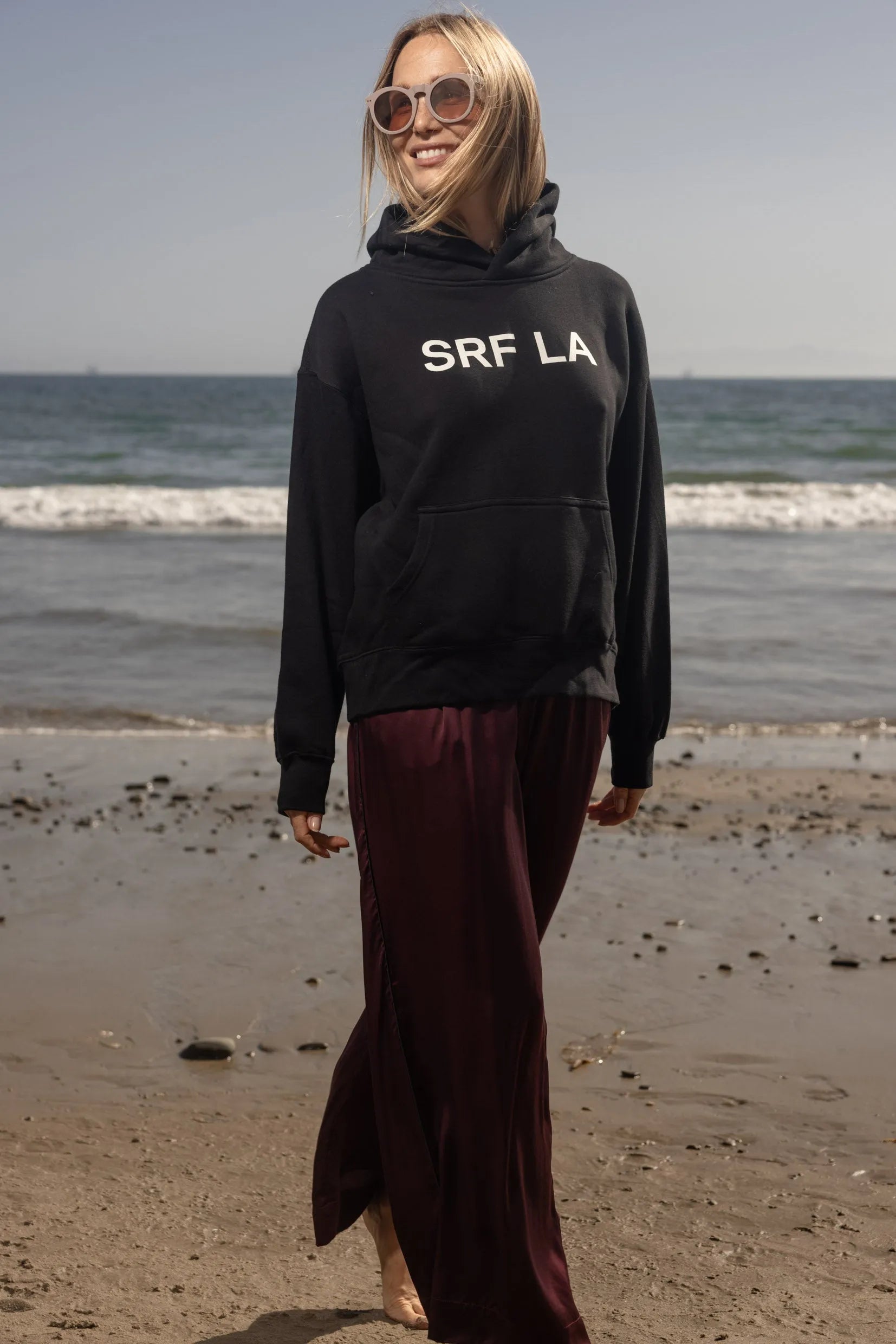 SRF LA Classic Hoodie - Ivory on Black - Heidi Merrick