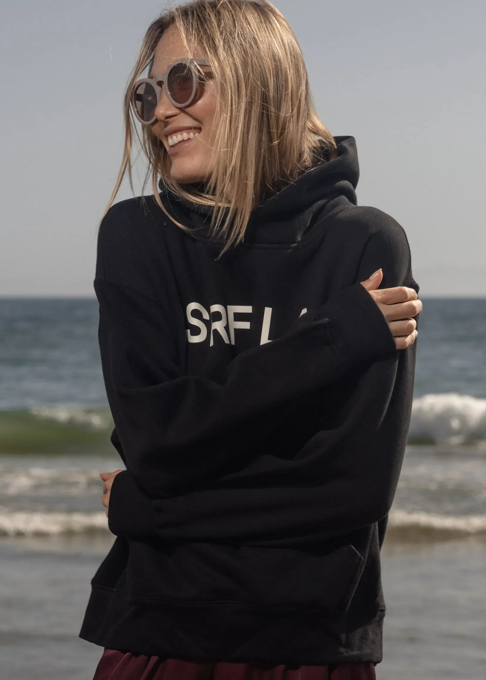 SRF LA Classic Hoodie - Ivory on Black - Heidi Merrick