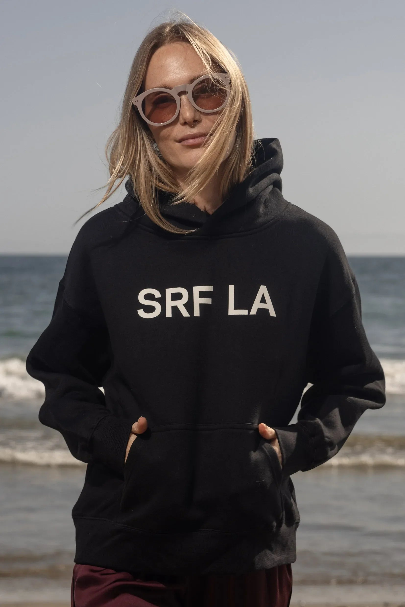 SRF LA Classic Hoodie - Ivory on Black - Heidi Merrick