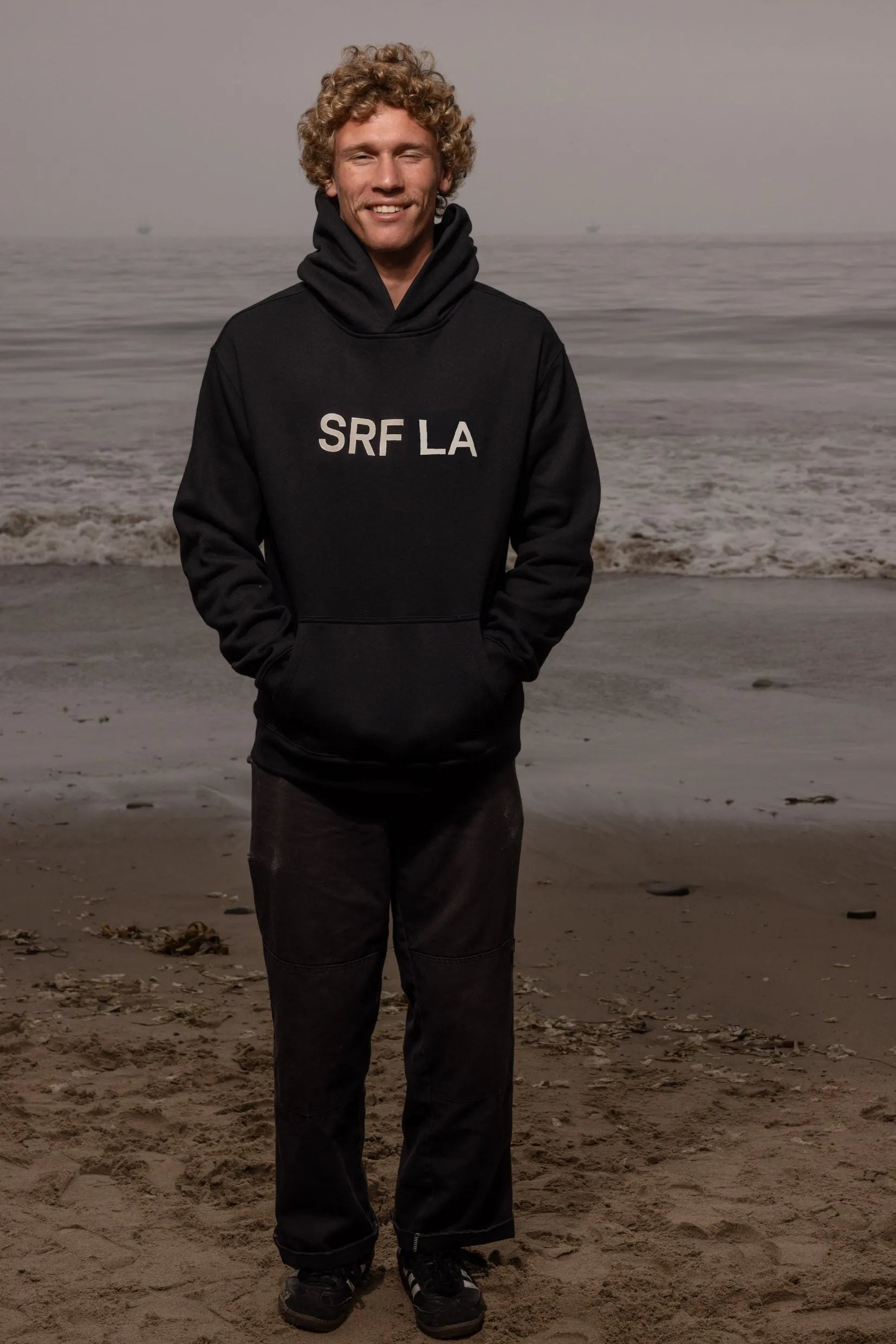 SRF LA Unisex Hoodie - Cream on Black - Heidi Merrick