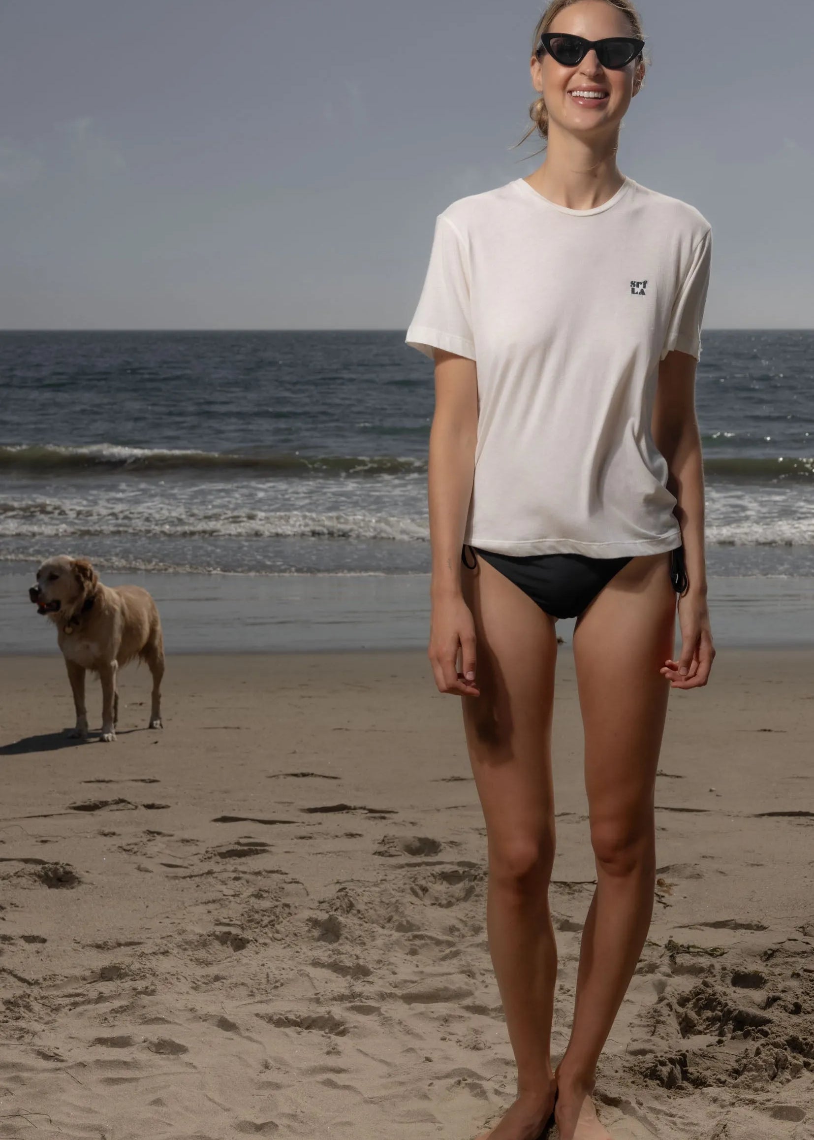 70's SRF LA Slim Tee - Navy Embroidered - Heidi Merrick