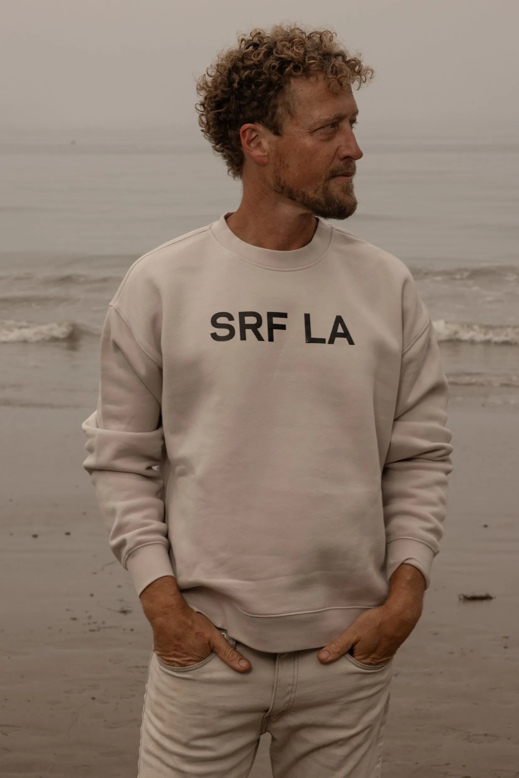 SRF LA Unisex Crewneck - Black on Cream - Heidi Merrick