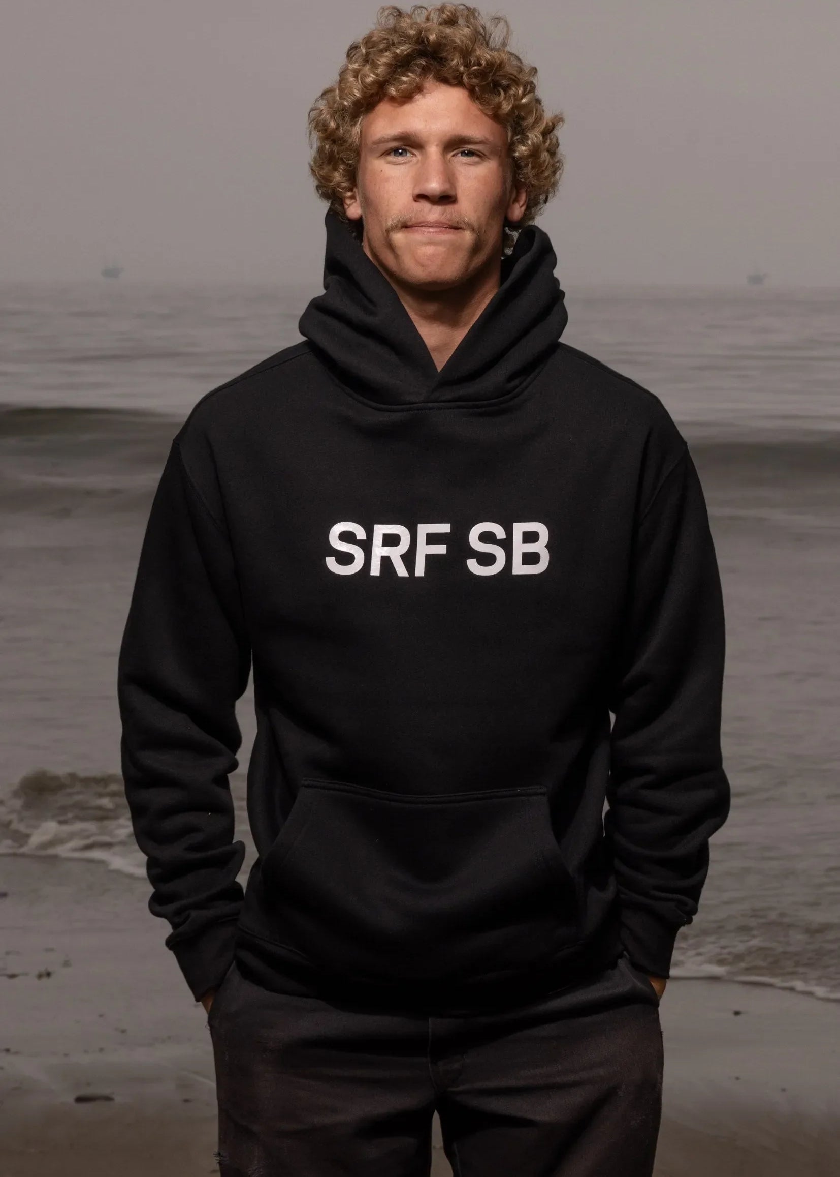 SRF SB Unisex Hoodie - Cream on Black - Heidi Merrick