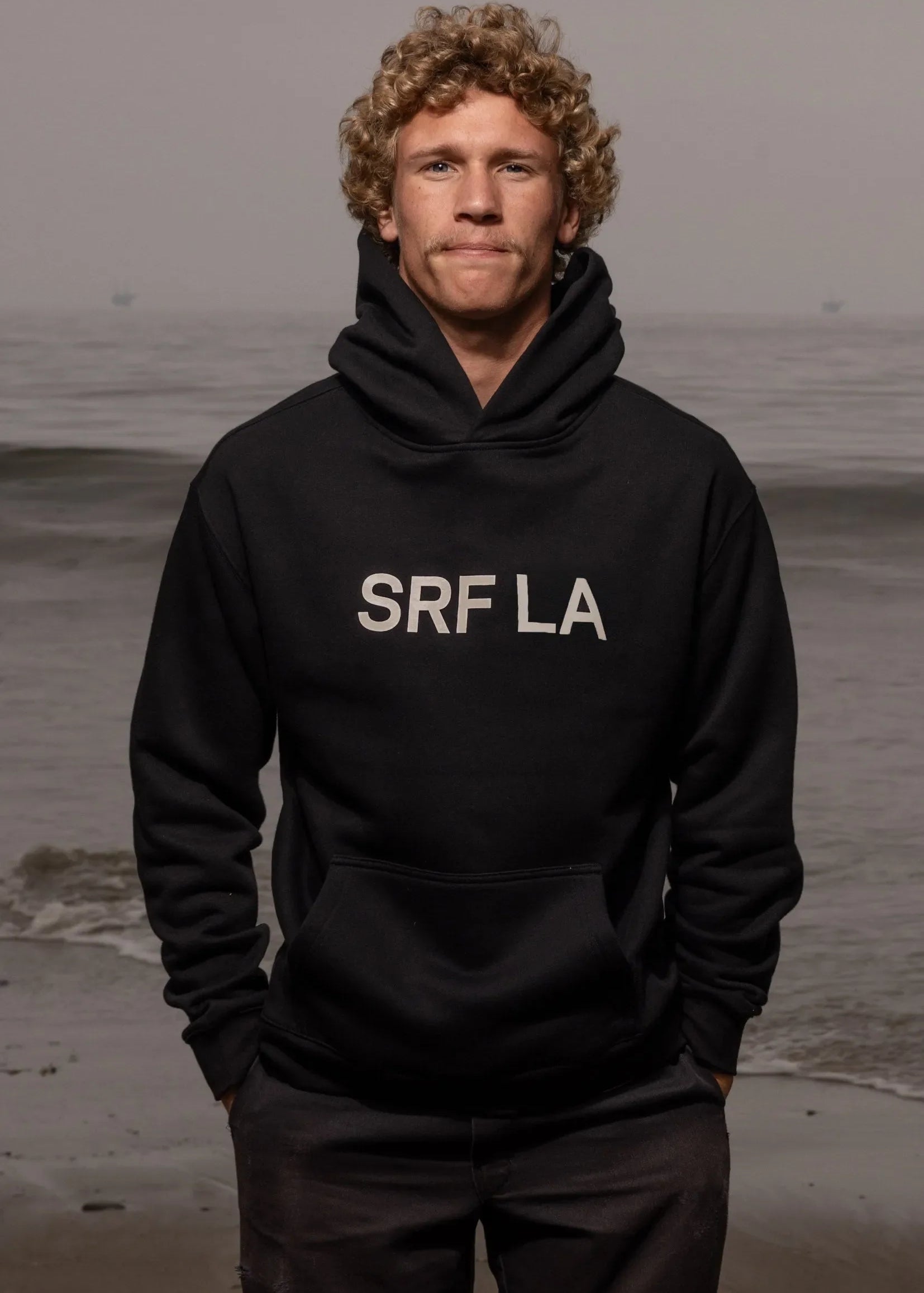 SRF LA Unisex Hoodie - Cream on Black - Heidi Merrick