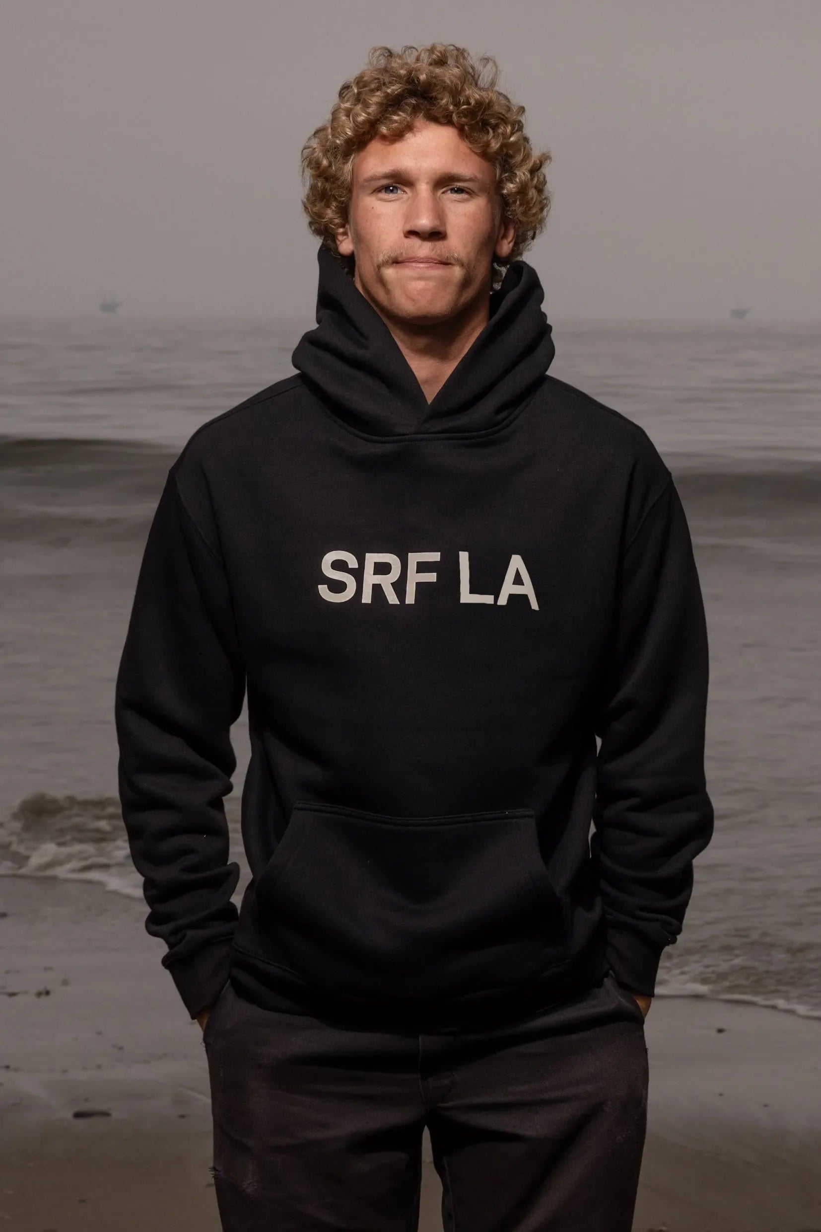 SRF LA Unisex Hoodie - Cream on Black - Heidi Merrick