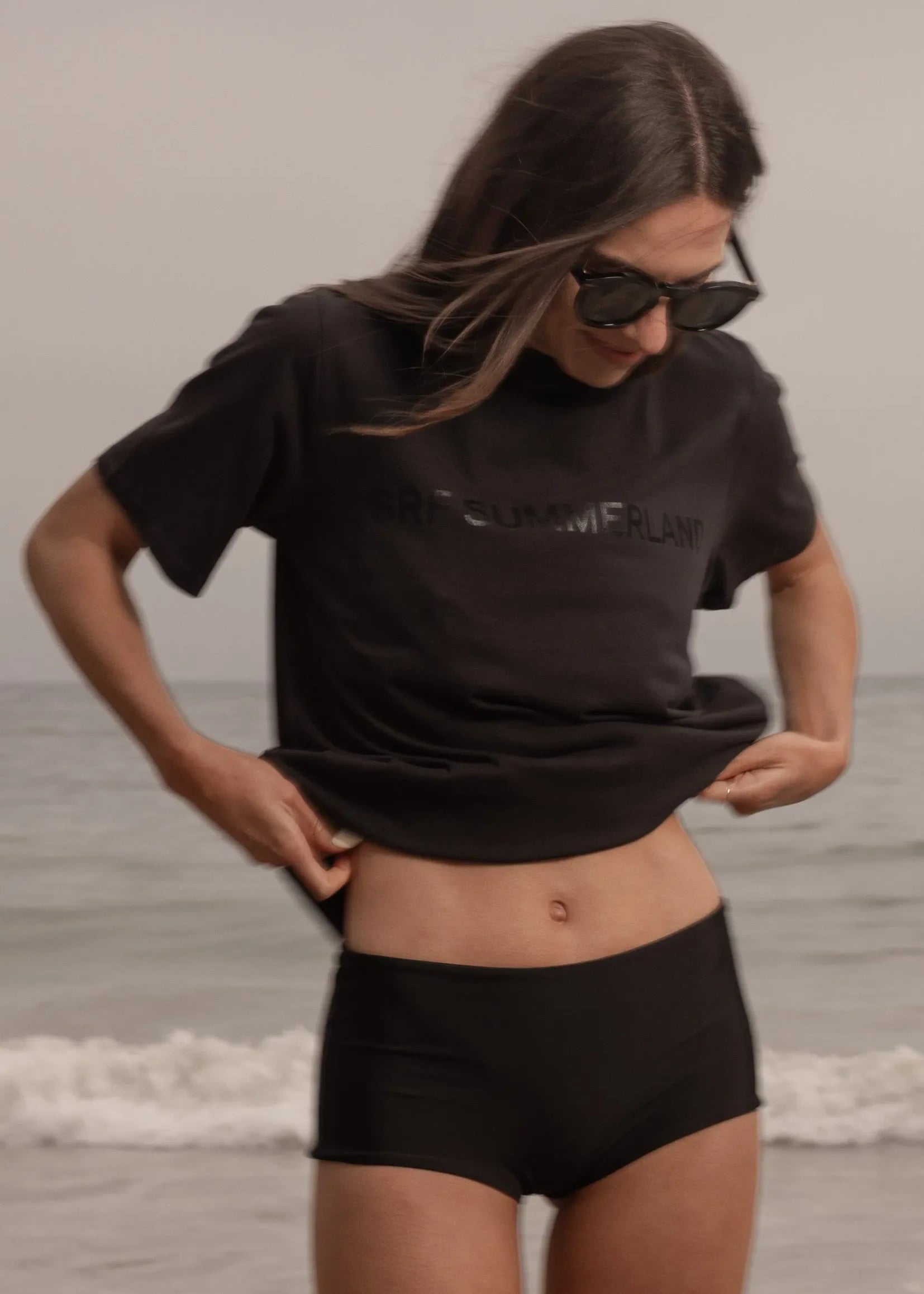 SRF SUMMERLAND Tee - Black on Black - Heidi Merrick