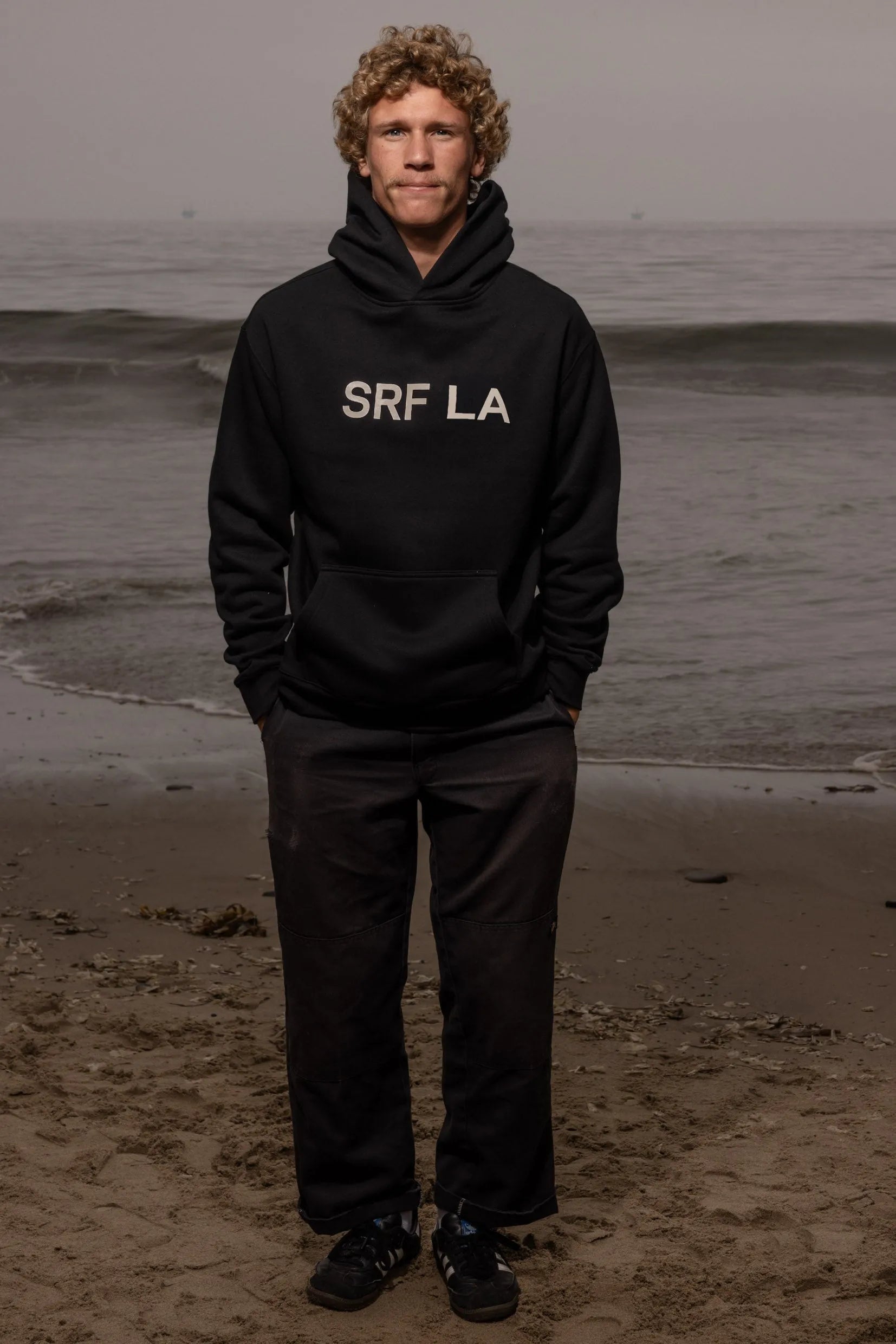 SRF LA Unisex Hoodie - Cream on Black - Heidi Merrick
