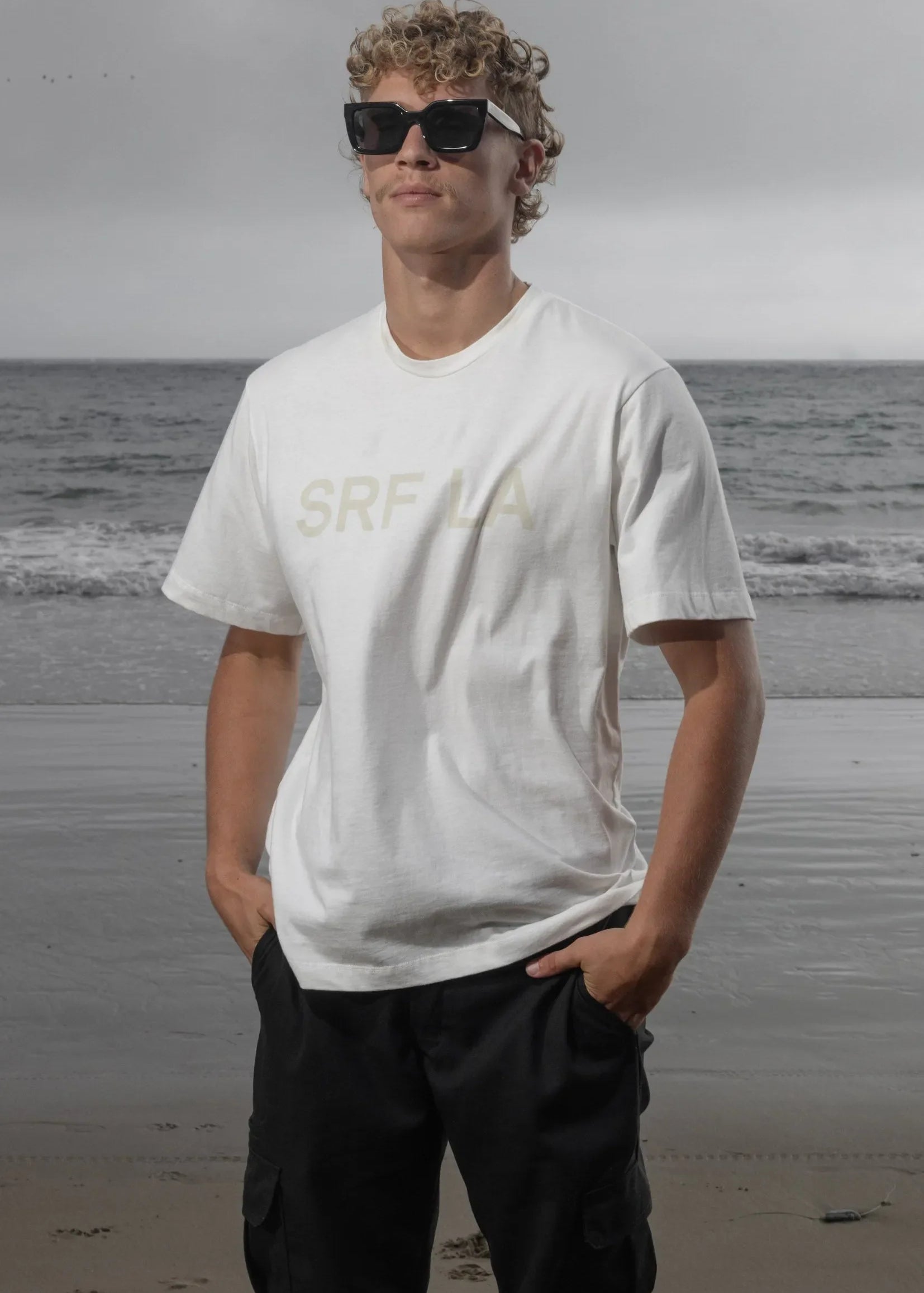 SRF LA Classic Tee - Antique Cream on White - Heidi Merrick