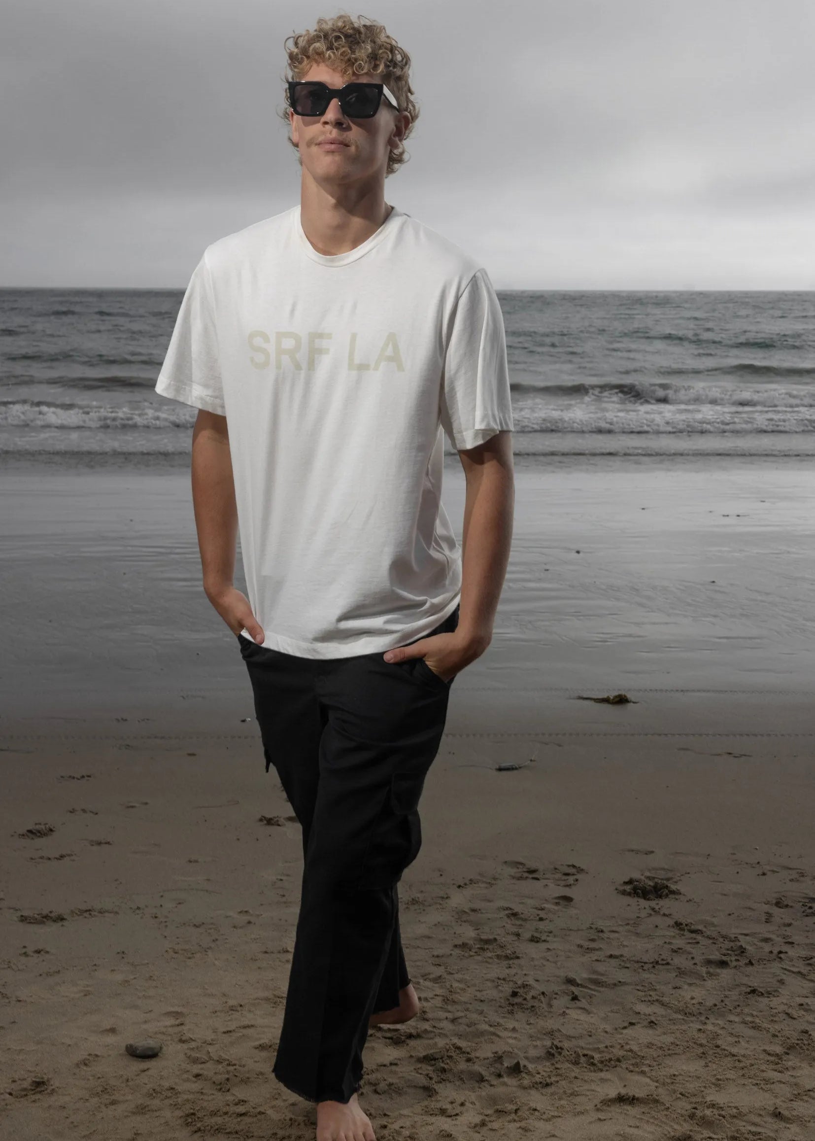SRF LA Classic Tee - Antique Cream on White - Heidi Merrick