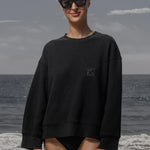 Barrel Sleeve 70's SRF LA Crewneck - Black Embroidered - Heidi Merrick