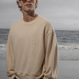 Barrel Sleeve 70's SRF LA Crewneck - Antique Cream Embroidered