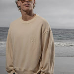 Barrel Sleeve 70's SRF LA Crewneck - Antique Cream Embroidered - Heidi Merrick