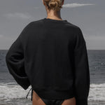 Barrel Sleeve 70's SRF LA Crewneck - Black Embroidered - Heidi Merrick