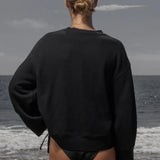 Barrel Sleeve 70's SRF LA Crewneck - Black Embroidered - Heidi Merrick