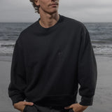 Barrel Sleeve 70's SRF LA Crewneck - Black Embroidered - Heidi Merrick