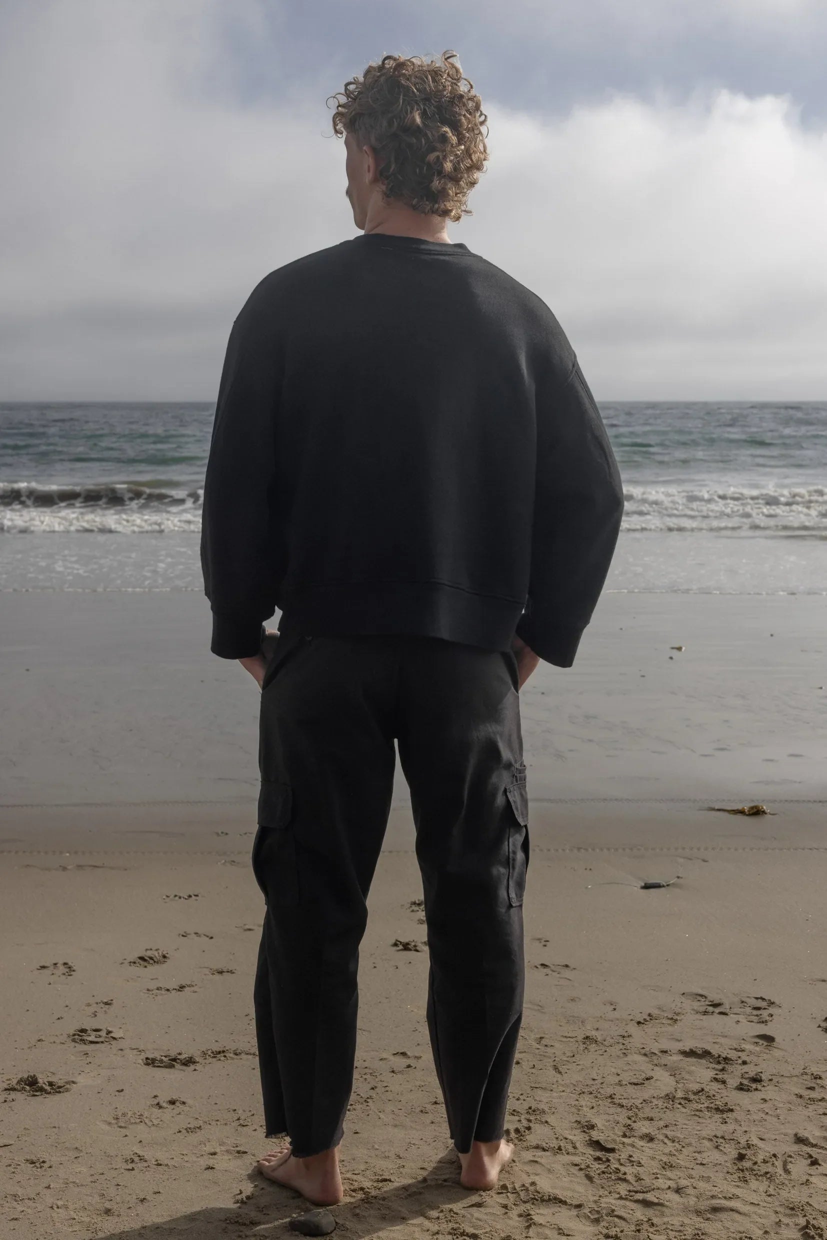 Barrel Sleeve 70's SRF LA Crewneck - Black Embroidered - Heidi Merrick