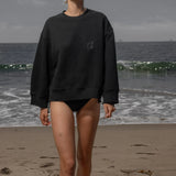 Barrel Sleeve 70's SRF LA Crewneck - Black Embroidered - Heidi Merrick