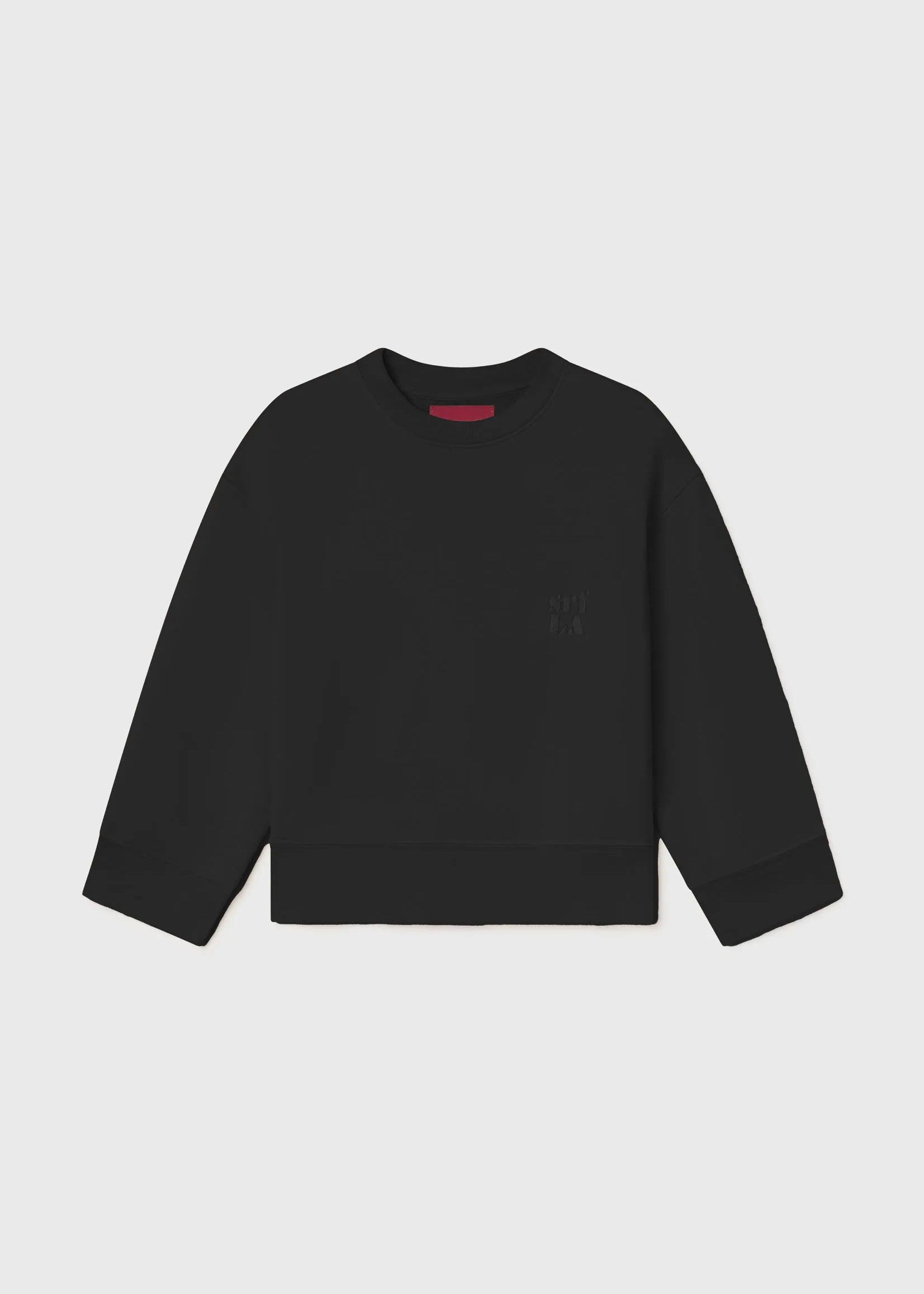 Barrel Sleeve 70's SRF LA Crewneck - Black Embroidered - Heidi Merrick