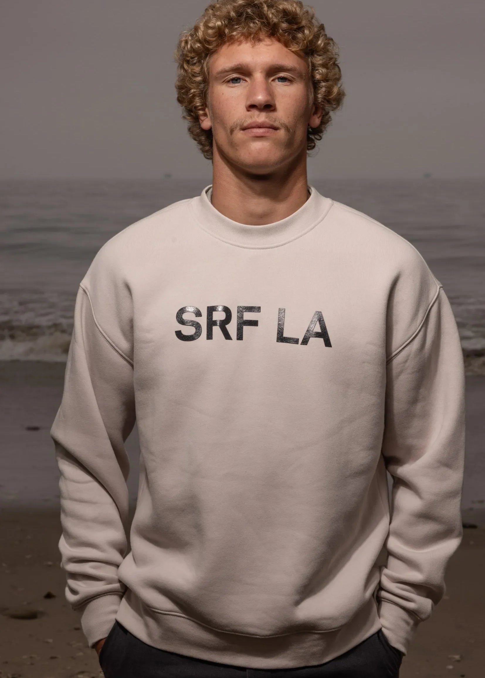 SRF LA Unisex Crewneck - Black on Cream - Heidi Merrick