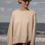 Barrel Sleeve SRF LA Crewneck - Ivory on Antique Cream - Heidi Merrick