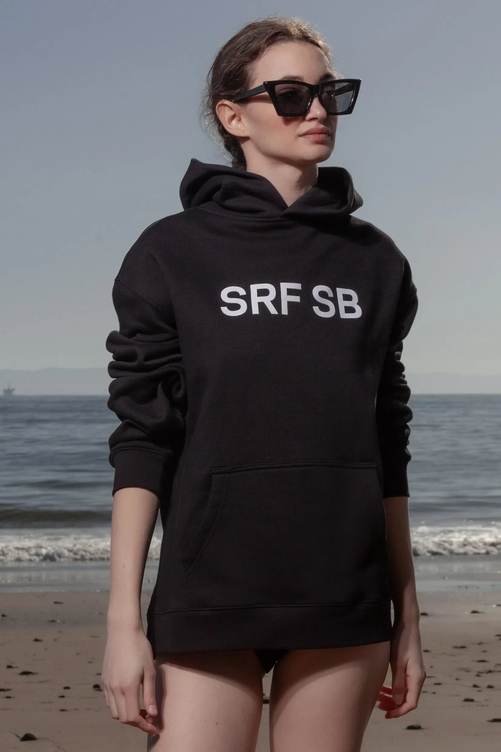 SRF SB Unisex Hoodie - Cream on Black - Heidi Merrick