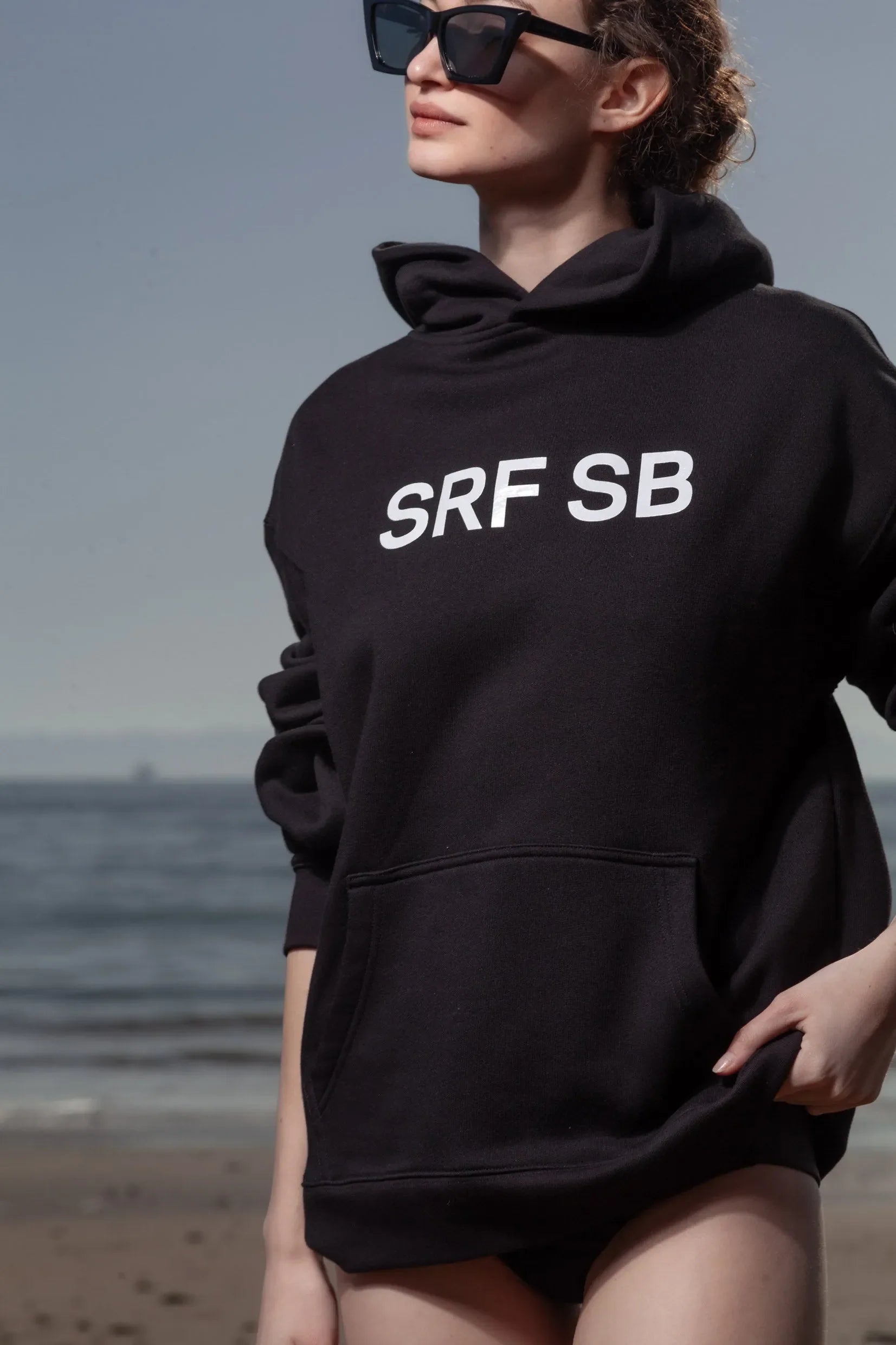 SRF SB Unisex Hoodie - Cream on Black - Heidi Merrick