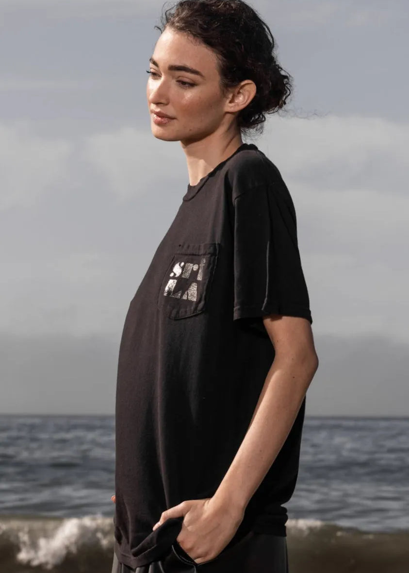 70'S SRF LA TEE - BLACK ON BLACK - Heidi Merrick