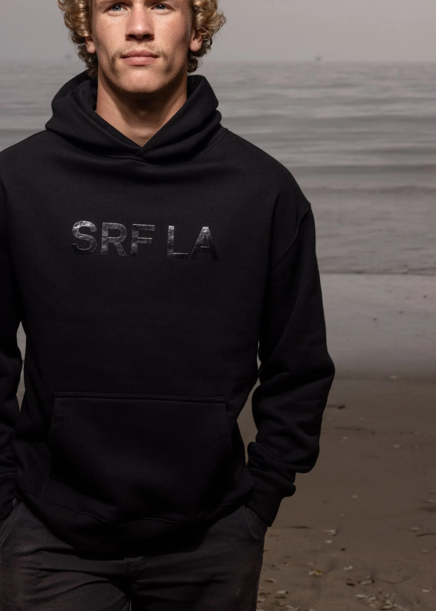 SRF LA Unisex Hoodie - Black on Black - Heidi Merrick