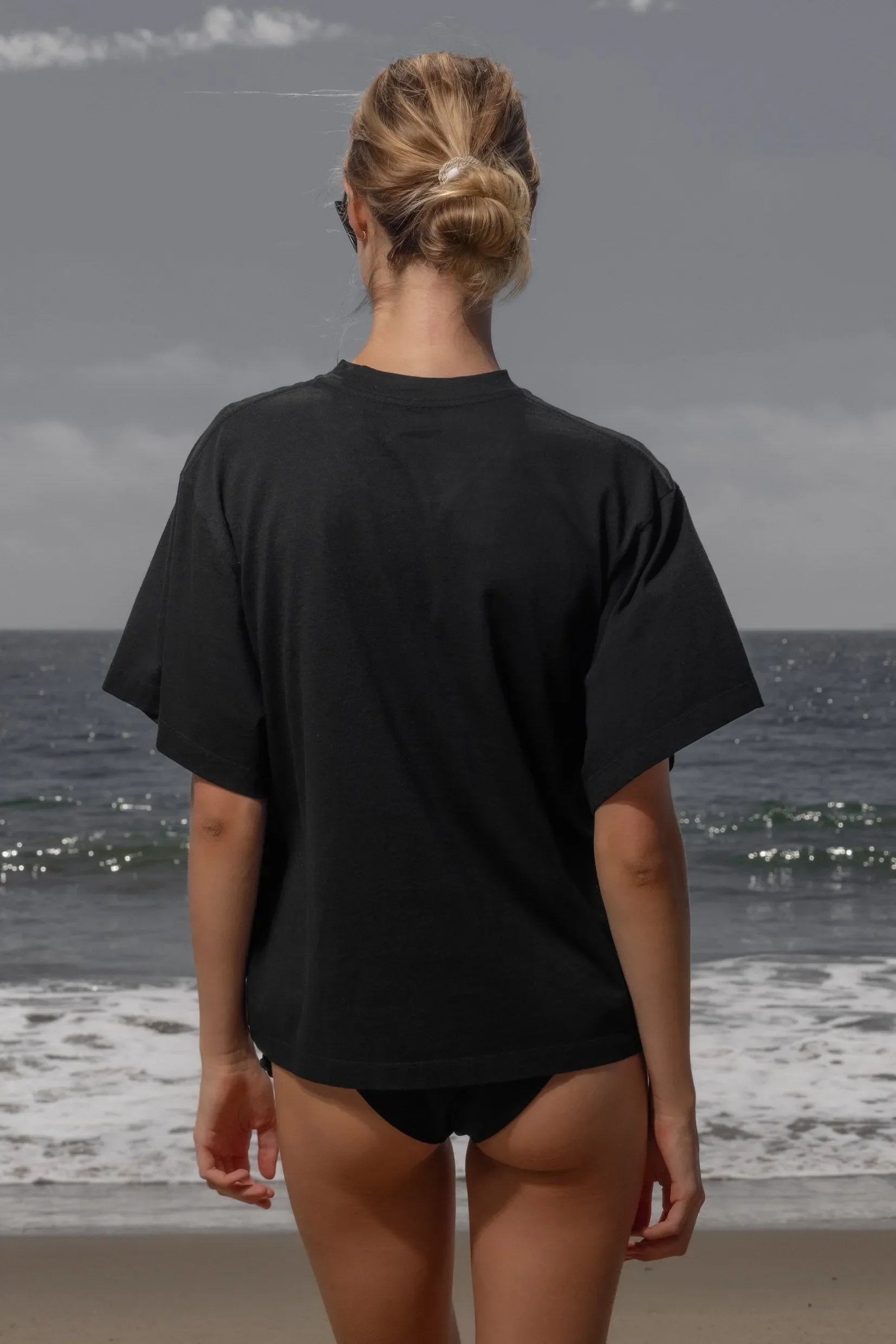 SRF LA Mustache Tee - Black on Black - Heidi Merrick