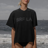 SRF LA Mustache Tee - Black on Black - Heidi Merrick