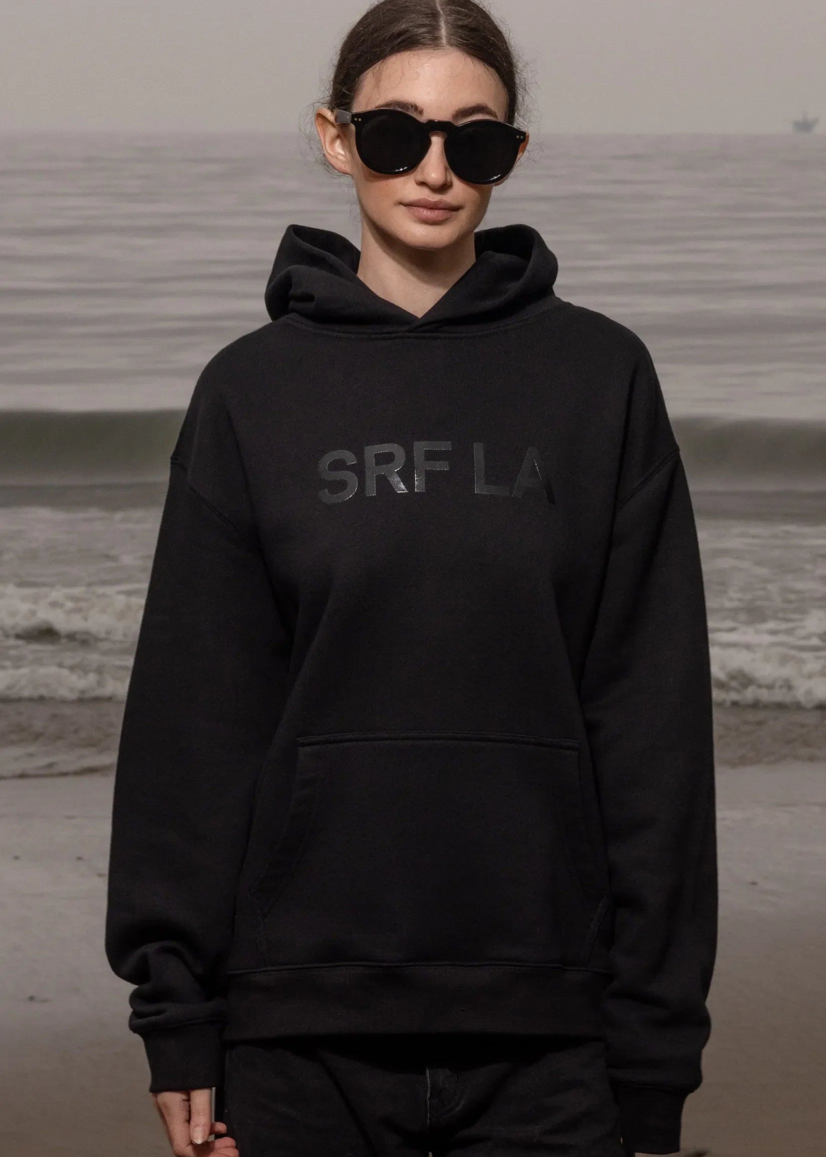 SRF LA Unisex Hoodie - Black on Black - Heidi Merrick