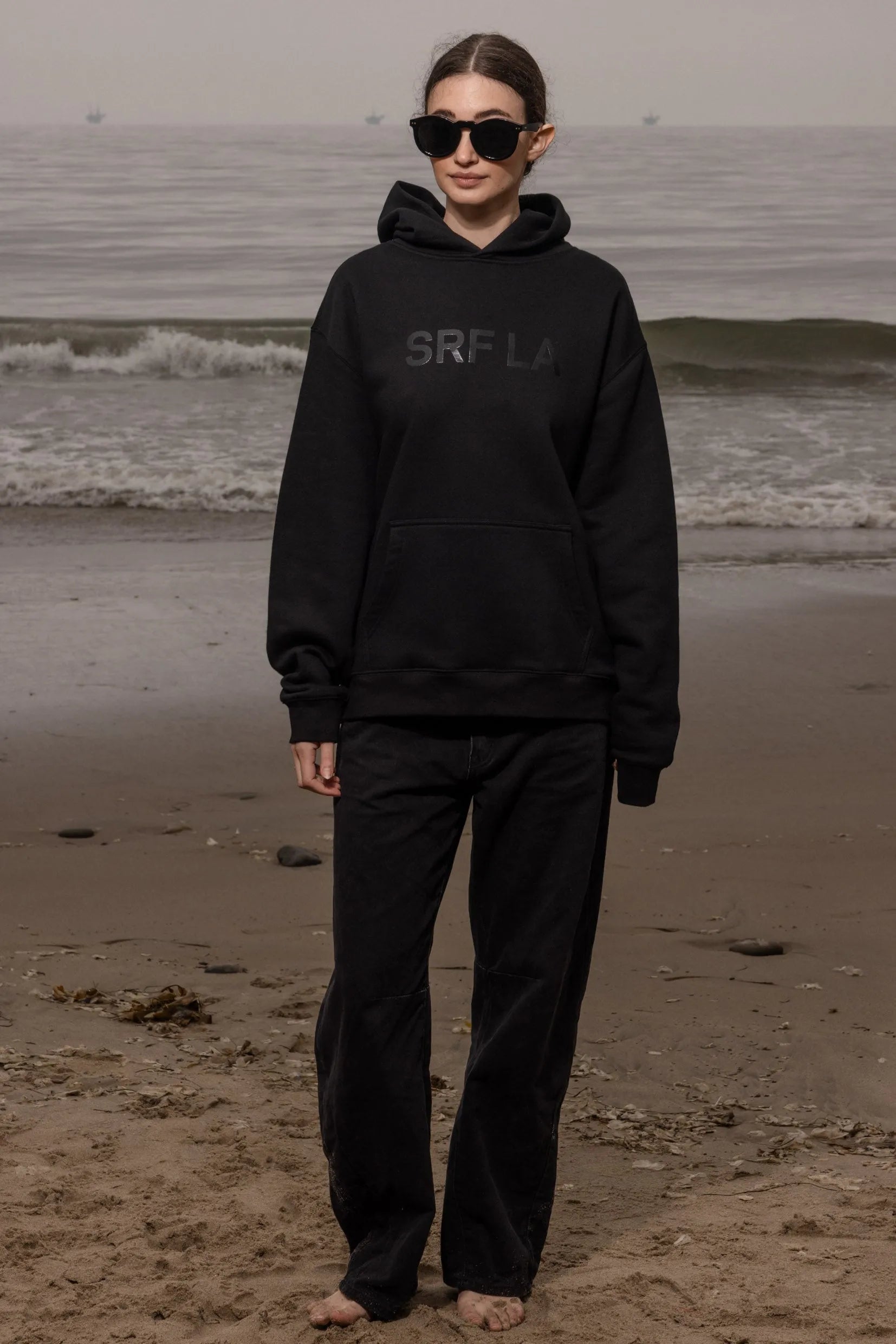 SRF LA Unisex Hoodie - Black on Black - Heidi Merrick