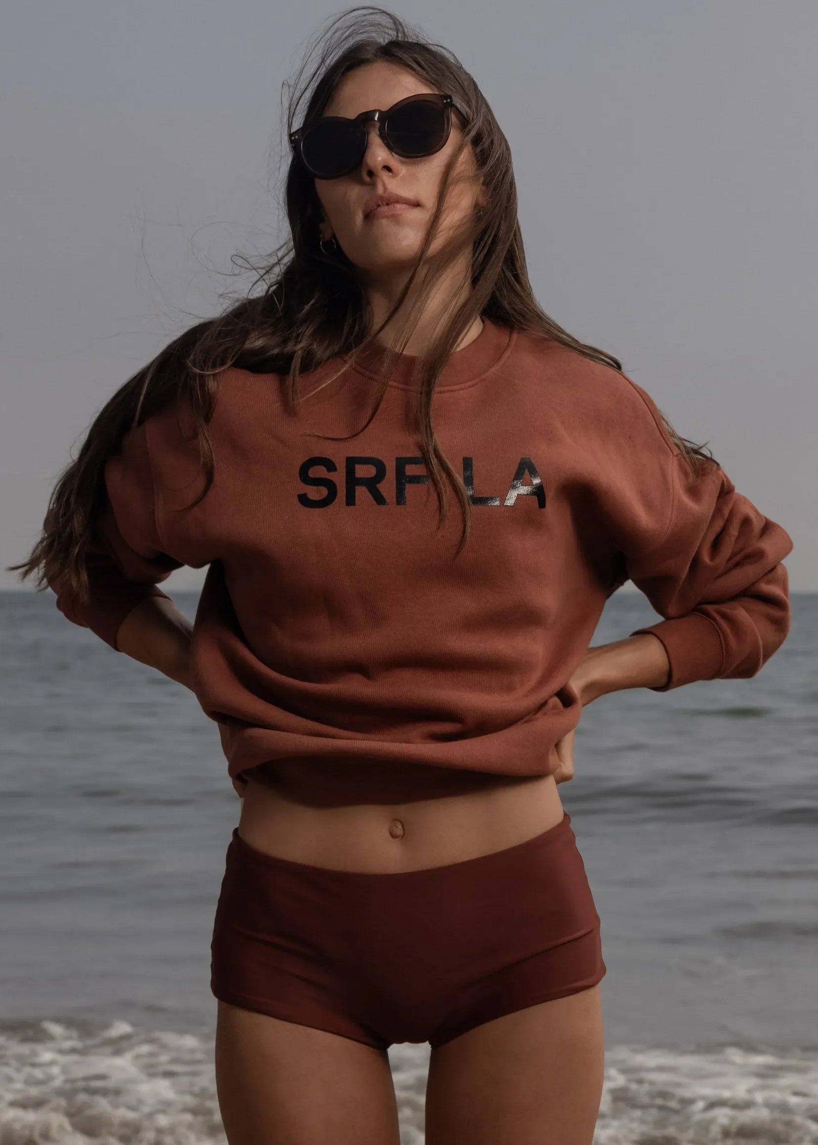 SRF LA Unisex Crewneck - Walnut - Heidi Merrick
