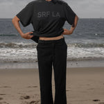 SRF LA Mustache Tee - Black on Black - Heidi Merrick