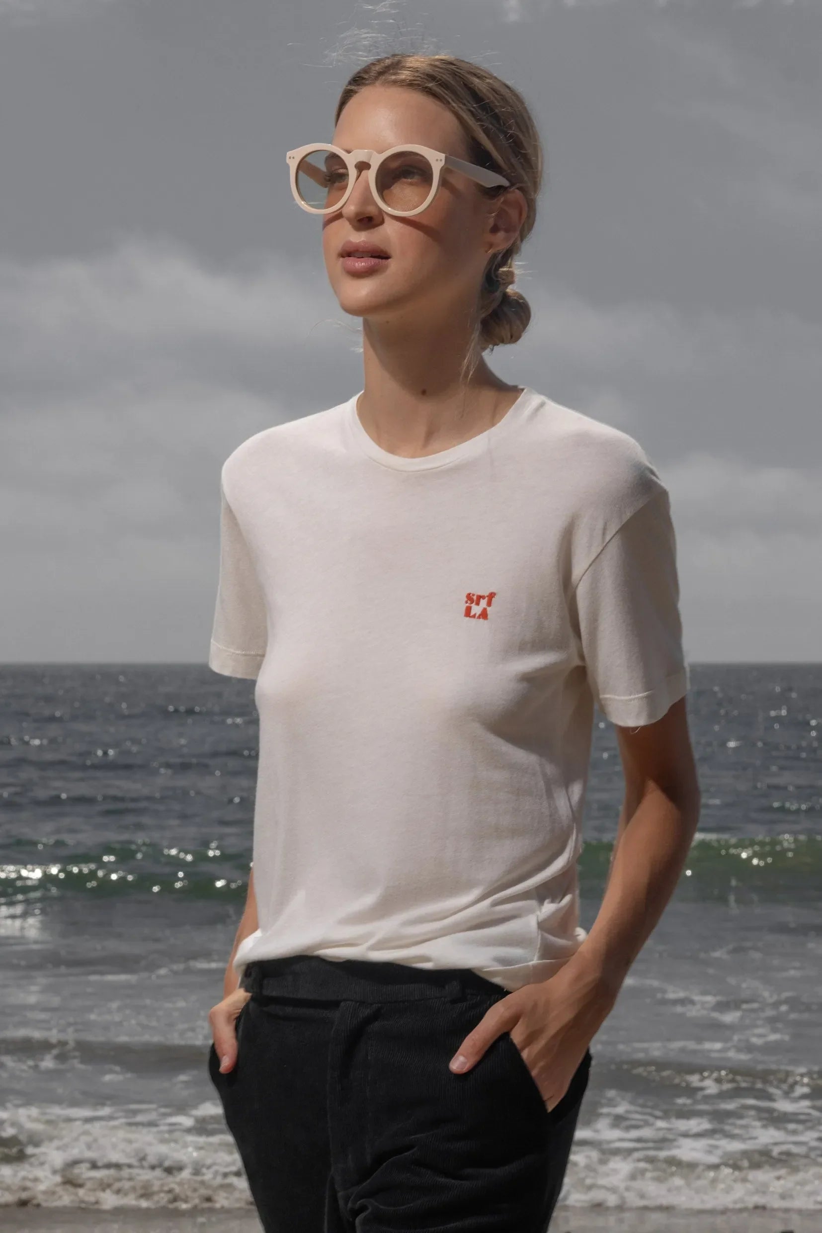 70's SRF LA Slim Tee - Red Embroidered - Heidi Merrick