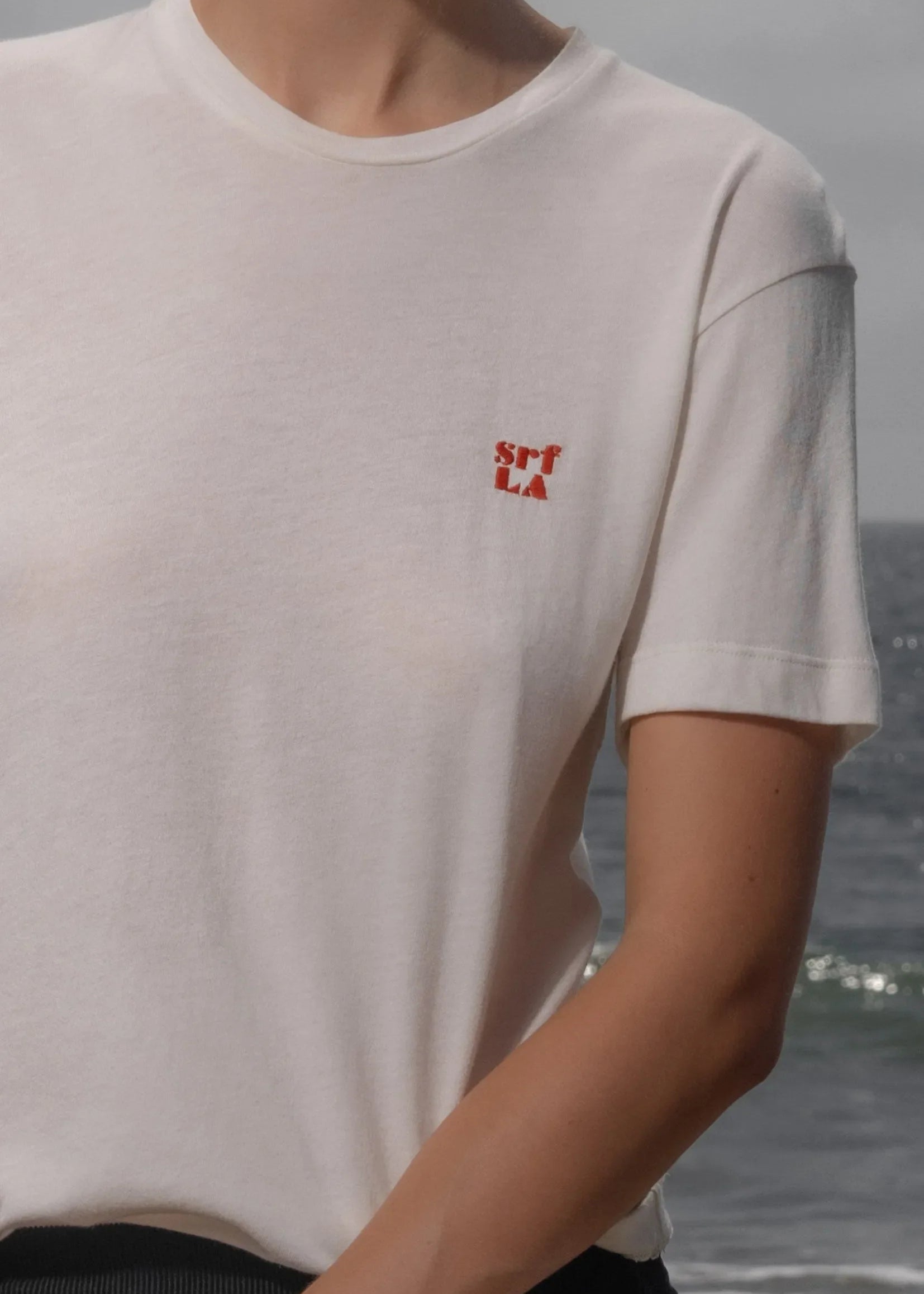 70's SRF LA Slim Tee - Red Embroidered - Heidi Merrick