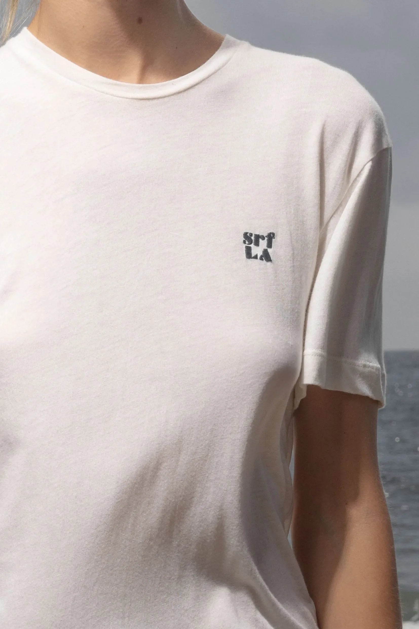 70's SRF LA Slim Tee - Navy Embroidered - Heidi Merrick