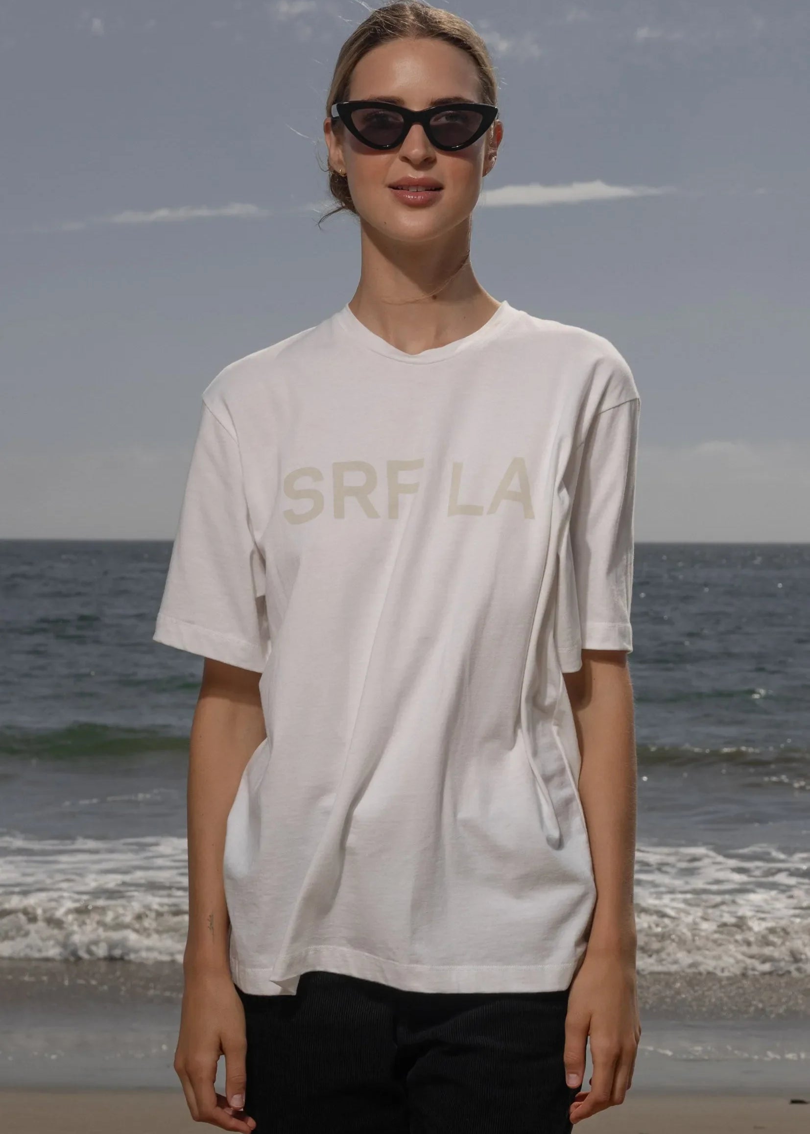 SRF LA Classic Tee - Antique Cream on White - Heidi Merrick