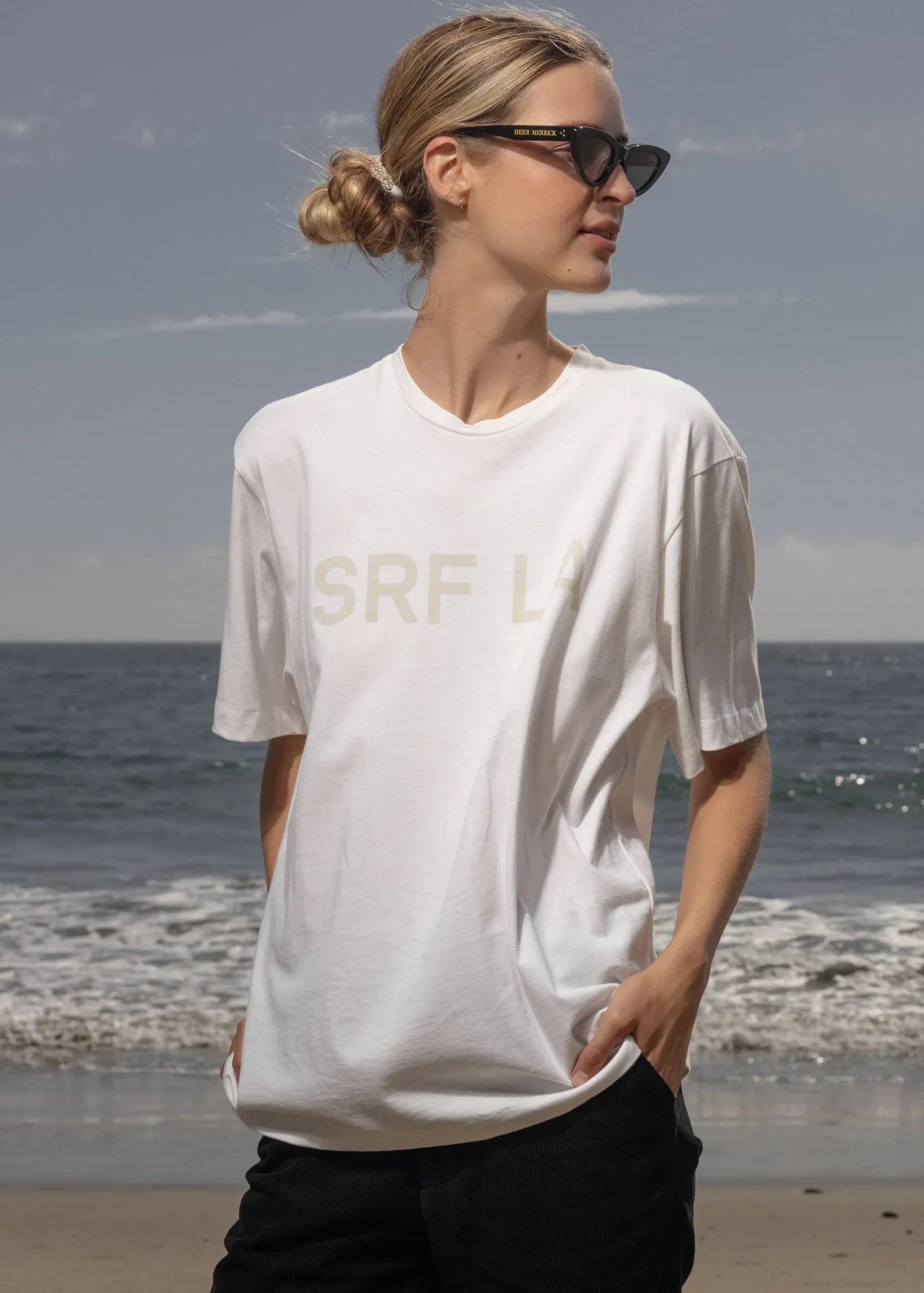 SRF LA Classic Tee - Antique Cream on White - Heidi Merrick