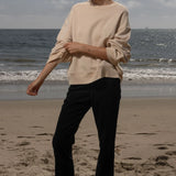 Barrel Sleeve 70's SRF LA Crewneck - Antique Cream Embroidered - Heidi Merrick